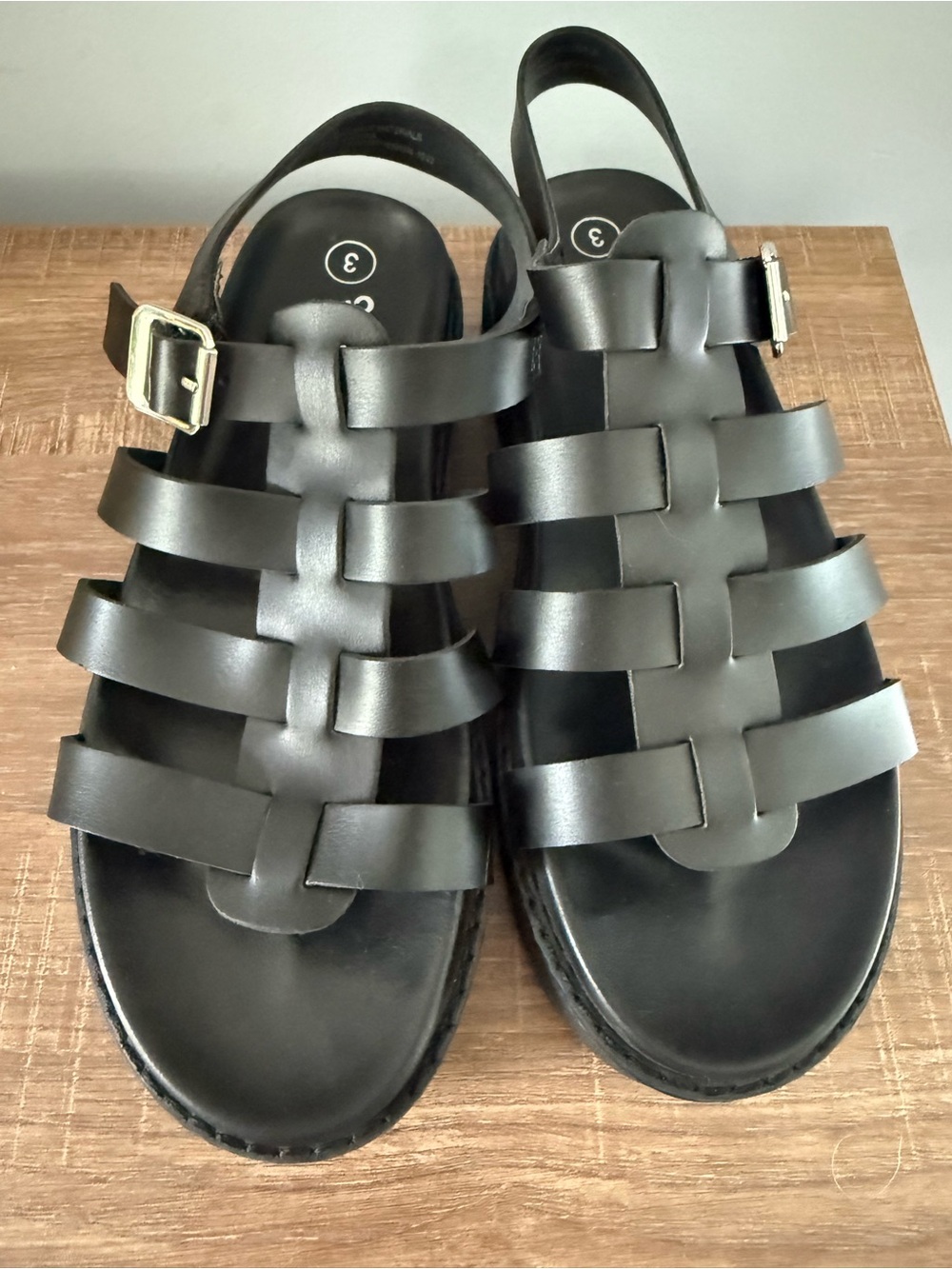 Art Class Girls Black Gladiator Sandals Sz 3